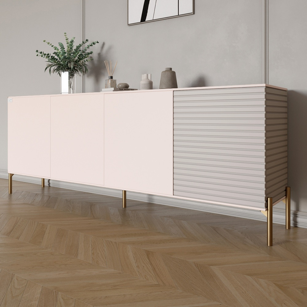 Комод на золотих металевих ніжках LION Грей 204x38x76,5 см Рожевий/Кашемір (LION-042645), фото 1