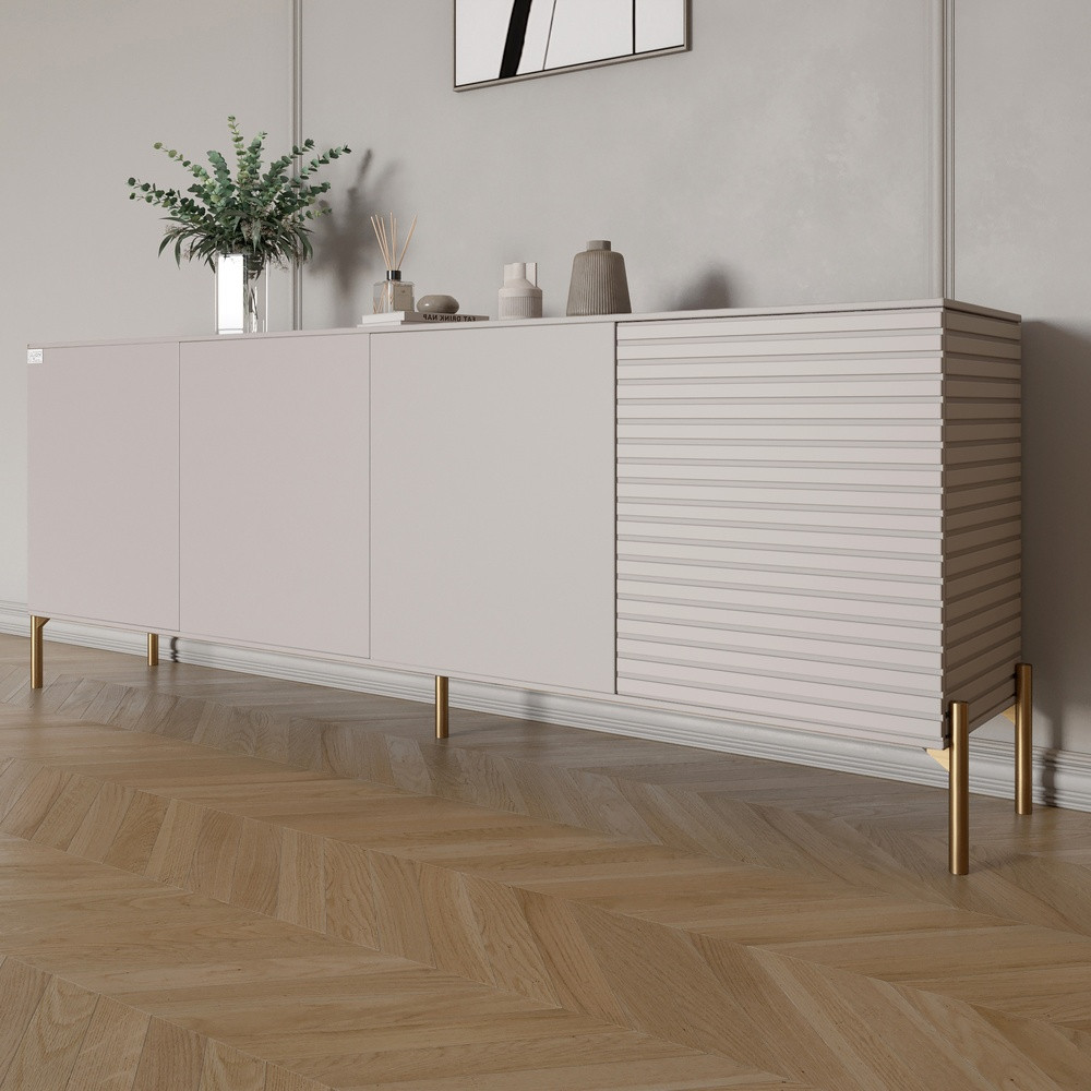 Комод на золотих металевих ніжках LION Грей 204x38x76,5 см Кашемір/Кашемір (LION-042647), фото 1