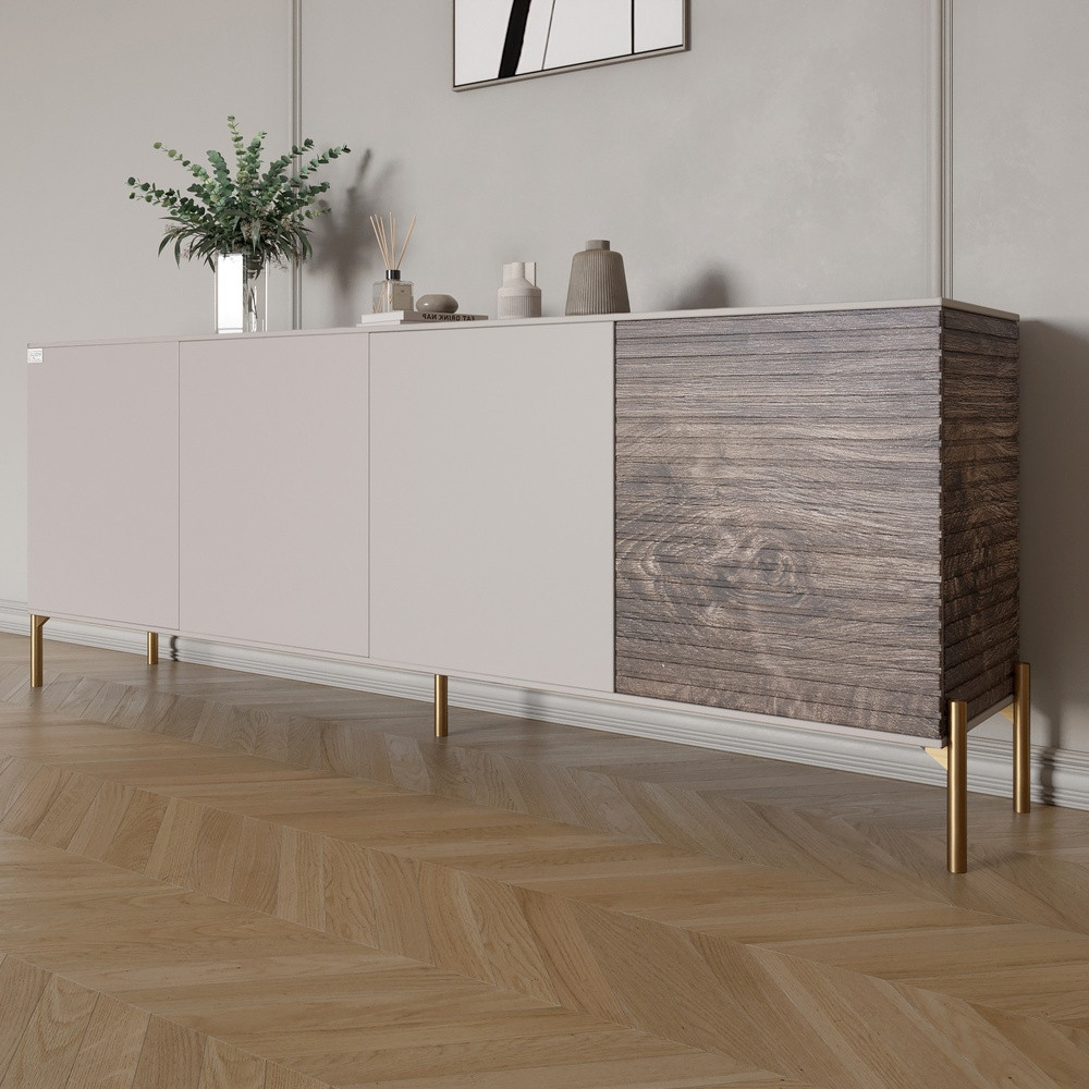 Комод на золотих металевих ніжках LION Грей 204x38x76,5 см Кашемір/Дерево (LION-042660), фото 1