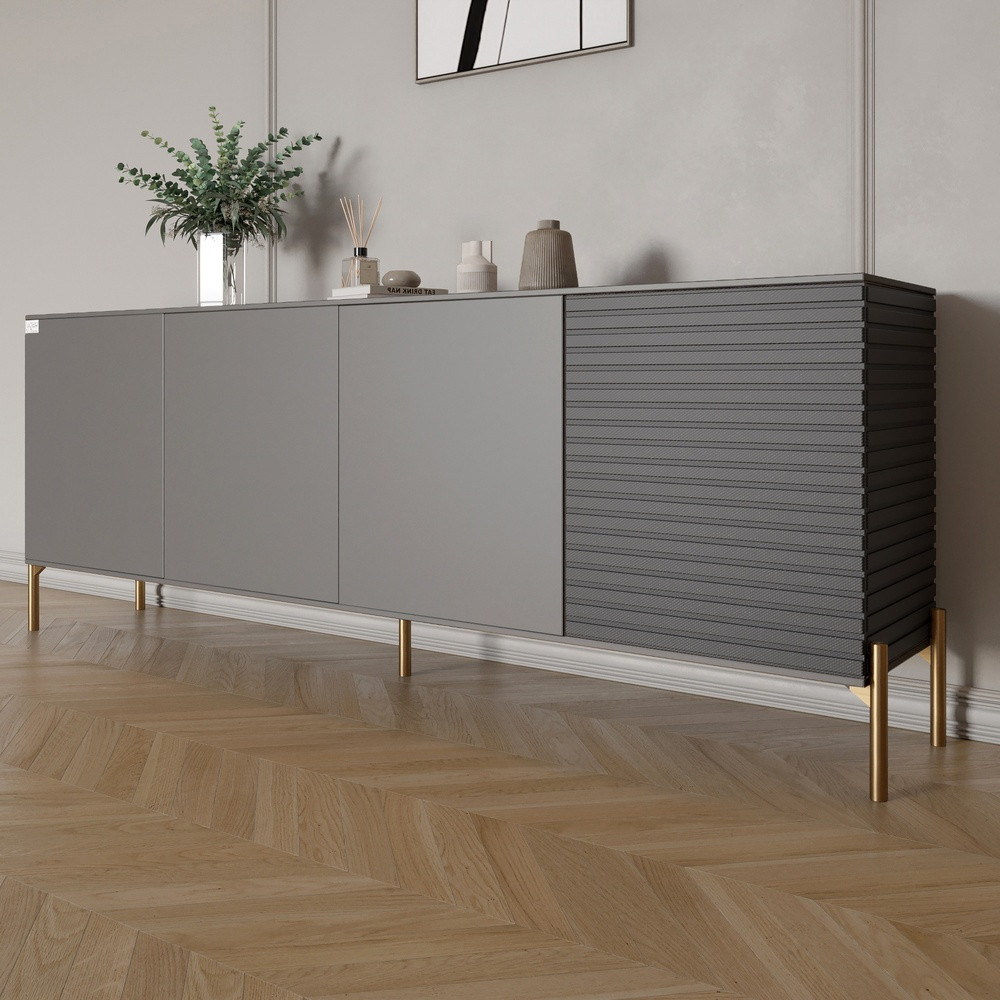 Комод на золотих металевих ніжках LION Грей 204x38x76,5 см Антрацит/Асфальт (LION-042666), фото 1