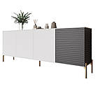 Комод на золотих металевих ніжках LION Грей 204x38x76,5 см Німфея Альба (білий)/Асфальт (LION-042668), фото 2