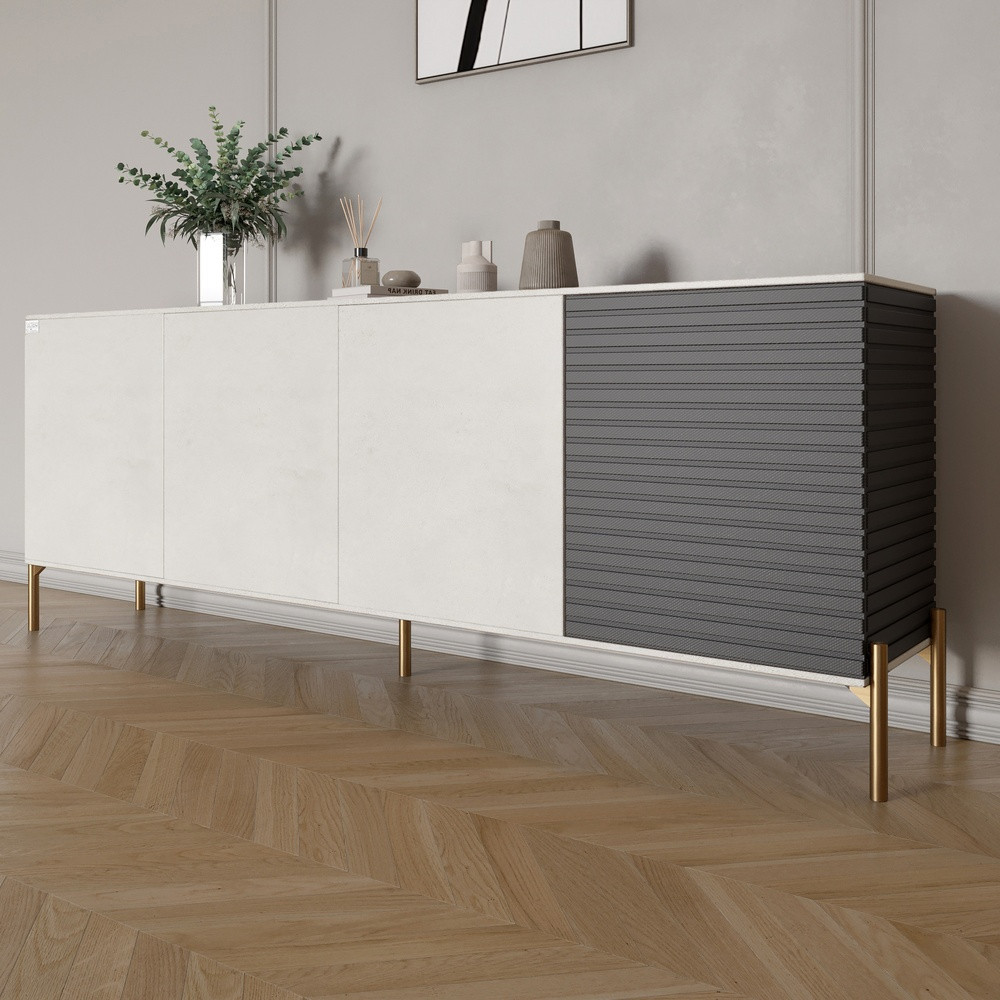 Комод на золотих металевих ніжках LION Грей 204x38x76,5 см Бетон Style/Асфальт (LION-042670), фото 1