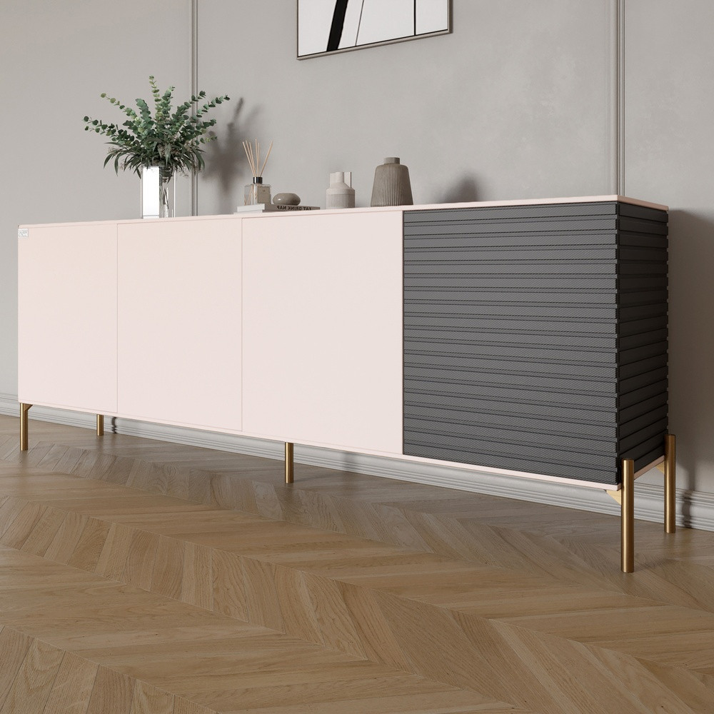 Комод на золотих металевих ніжках LION Грей 204x38x76,5 см Рожевий/Асфальт (LION-042676), фото 1