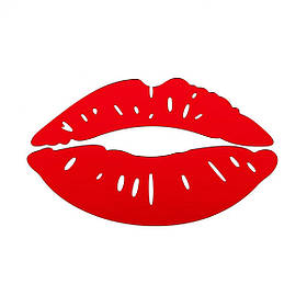 Дзеркальний акриловий декор 2 елементи, самоклеючі декоративні фігурні дзеркальні наклейки, Губи червоні