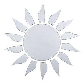 Дзеркальний декор акриловий набір 15шт, самоклеючі декоративні дзеркальні фігурні наклейки, Сонце срібло