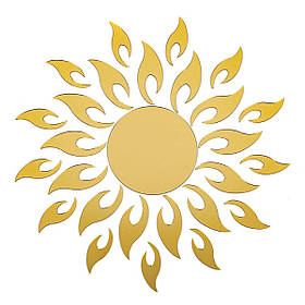 Дзеркальний декор акриловий набір 27шт, самоклеючі декоративні фігурні дзеркальні наклейки, Сонце золото