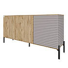 Комод закритий у вітальню на чорних металевих ніжках LION Грей 154x38x76,5 см Дуб Аппалачі/Кашемір (LION-041808), фото 2