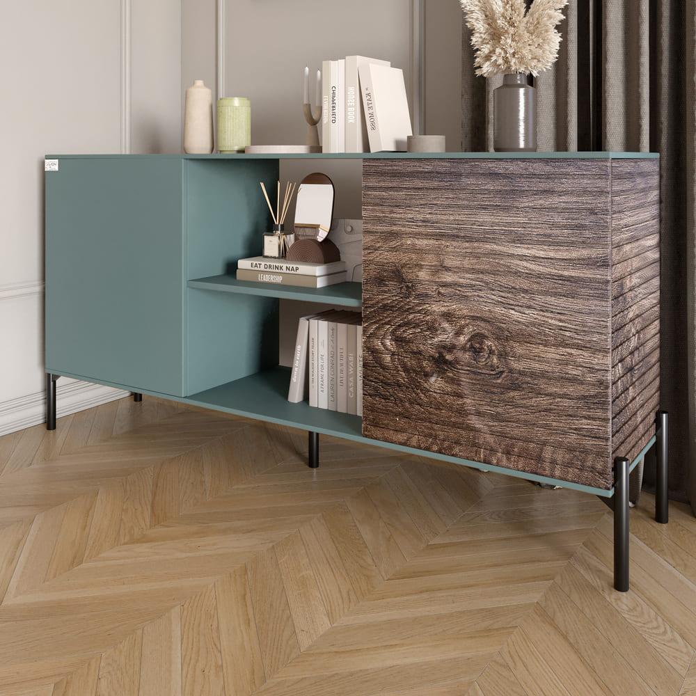 Комод відкритий на чорних металевих ніжках LION Грей Граніт сірий/Дерево (LION-042766), фото 1