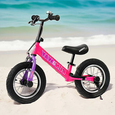 Дитячий рожевий велобіг беговел 12" дівчинці від 2 років Тренувальний транспорт для навчання їзді Дзвінок підніжка
