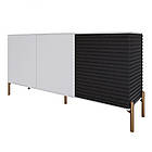 Комод закритий у вітальню на золотих металевих ніжках LION Грей 154x38x76,5 см Німфея Альба (білий)/Асфальт (LION-041829), фото 2