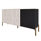 Комод закритий у вітальню на золотих металевих ніжках LION Грей 154x38x76,5 см Самоа Димчастий/Асфальт (LION-041831), фото 2