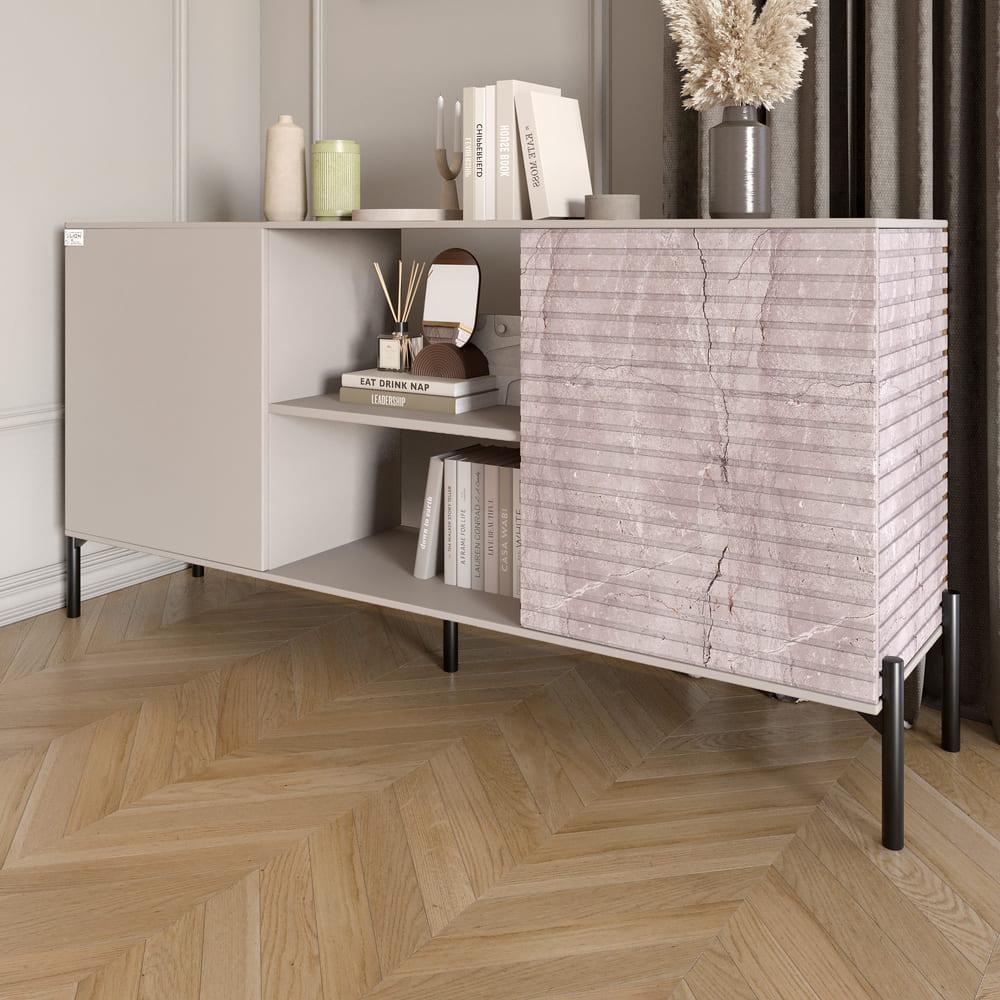 Комод відкритий на чорних металевих ніжках LION Грей Кашемір/Камінь (LION-042798), фото 1