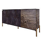 Комод закритий у вітальню на золотих металевих ніжках LION Грей 154x38x76,5 см Бетон темний/Дерево (LION-041835), фото 2