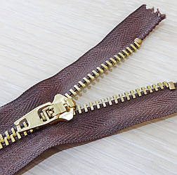 Блискавка метал. джинс №5  коричнева/золото (18 см)