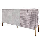 Комод закритий у вітальню на золотих металевих ніжках LION Грей 154x38x76,5 см Бетон/Камінь (LION-041851), фото 2