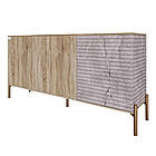 Комод закритий у вітальню на золотих металевих ніжках LION Грей 154x38x76,5 см Дуб сонома трюфель/Камінь (LION-041856), фото 2