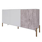 Комод закритий у вітальню на золотих металевих ніжках LION Грей 154x38x76,5 см Німфея Альба (білий)/Камінь (LION-041859), фото 2