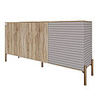 Комод закритий у вітальню на золотих металевих ніжках LION Грей 154x38x76,5 см Дуб сонома трюфель/Кашемір (LION-041871), фото 2