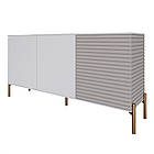 Комод закритий у вітальню на золотих металевих ніжках LION Грей 154x38x76,5 см Німфея Альба (білий)/Кашемір (LION-041874), фото 2