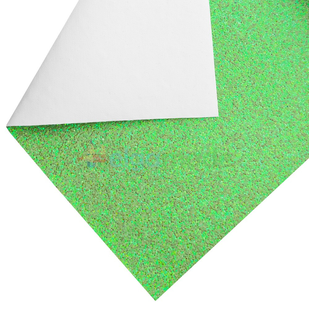 Кожзам з крупними блискітками САЛАТОВИЙ перламутр, 20х26 см, Китай, фото 1