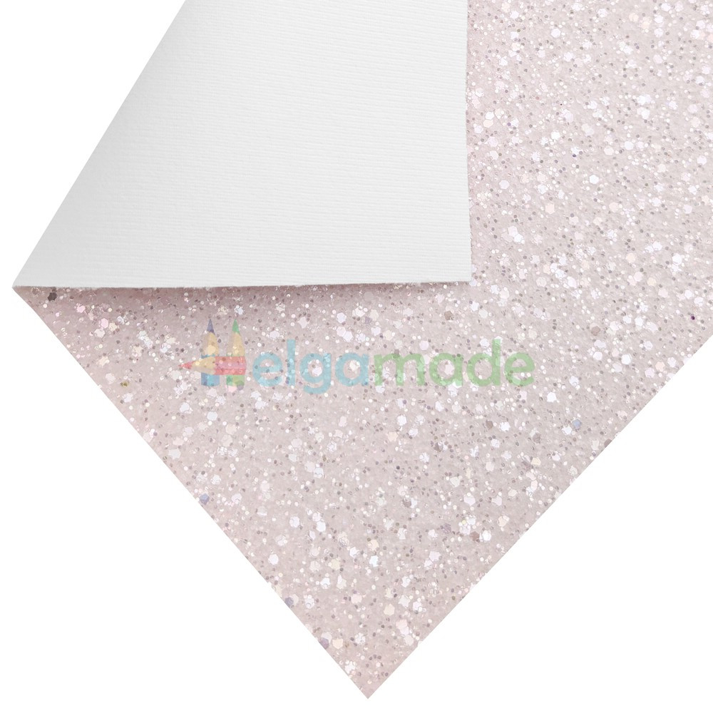Кожзам з крупними блискітками СВІТЛО-РОЖЕВИЙ зі сріблом, 20х26 см, Китай, фото 1