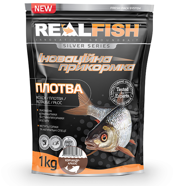 Прикормка RealFish "Плотва" кориандр-арахіс" 1kg