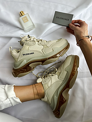 Взуття жіноче Balenciaga Triple S бежеві Clear Sole Beige кросівки Баленсіага прозора підошва