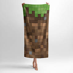 Рушник з принтом «Трав’яний блок. Майнкрафт. Grass block. Minecraft»