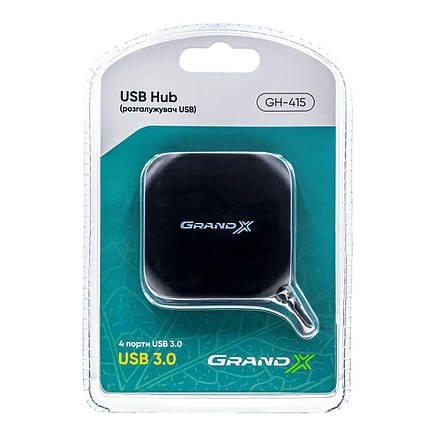 USB хаб Grand-X Travel 4 порти USB3.0 (GH-415), фото 3