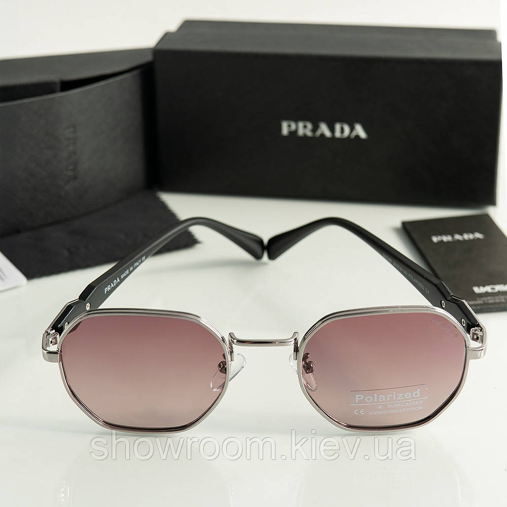 Жіночі брендові сонцезахисні окуляри Prada (08242) brown