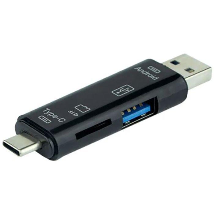 Зчитувач флеш-карт Dynamode 3-in-1 (D-188) зовнішній USB 3.1, USB type C, microSD, TF, чорний