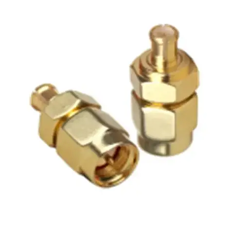Перехідник штекер SMA — штекер MCX, латунь, gold, фото 1