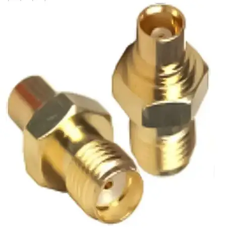 Перехідник гніздо SMA — гніздо MCX, латунь, gold, фото 1