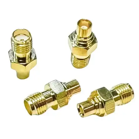 Перехідник гніздо SMA — гніздо MCX, латунь, gold, фото 2