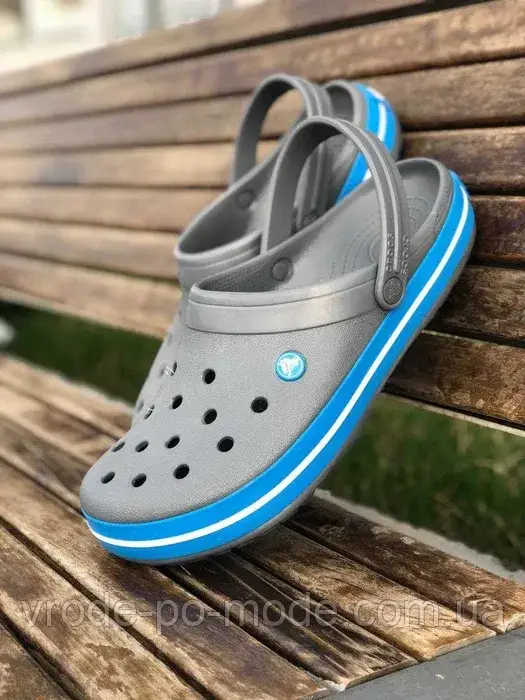 Підліткові крокси жіночі сірі босоніжки для хлопчиків, літні сабо для хлопців CROCS Crocband оригінал, фото 1