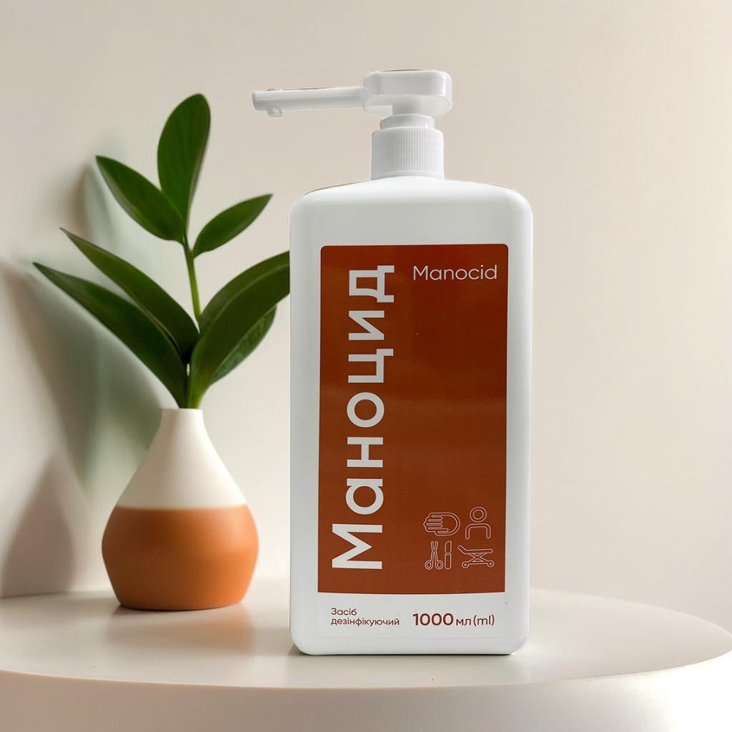 Дезінфікуючий засіб Маноцид 1 л для обробки рук та поверхонь, фото 1