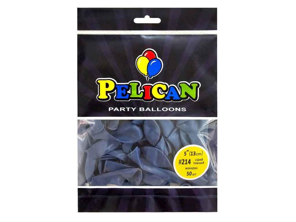 Кульки 5 (13 см) сірий темний макарун (50шт/уп) #214 ТМ PELICAN, фото 1