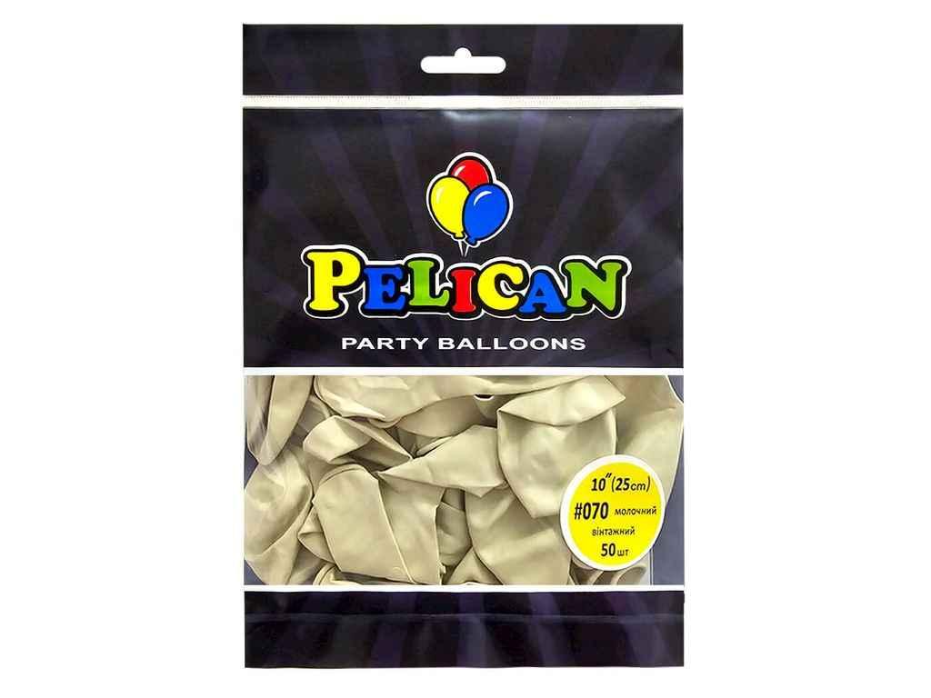 Кульки 10 (25 см) молочний вінтажний (50шт/уп) #070 ТМ PELICAN, фото 1