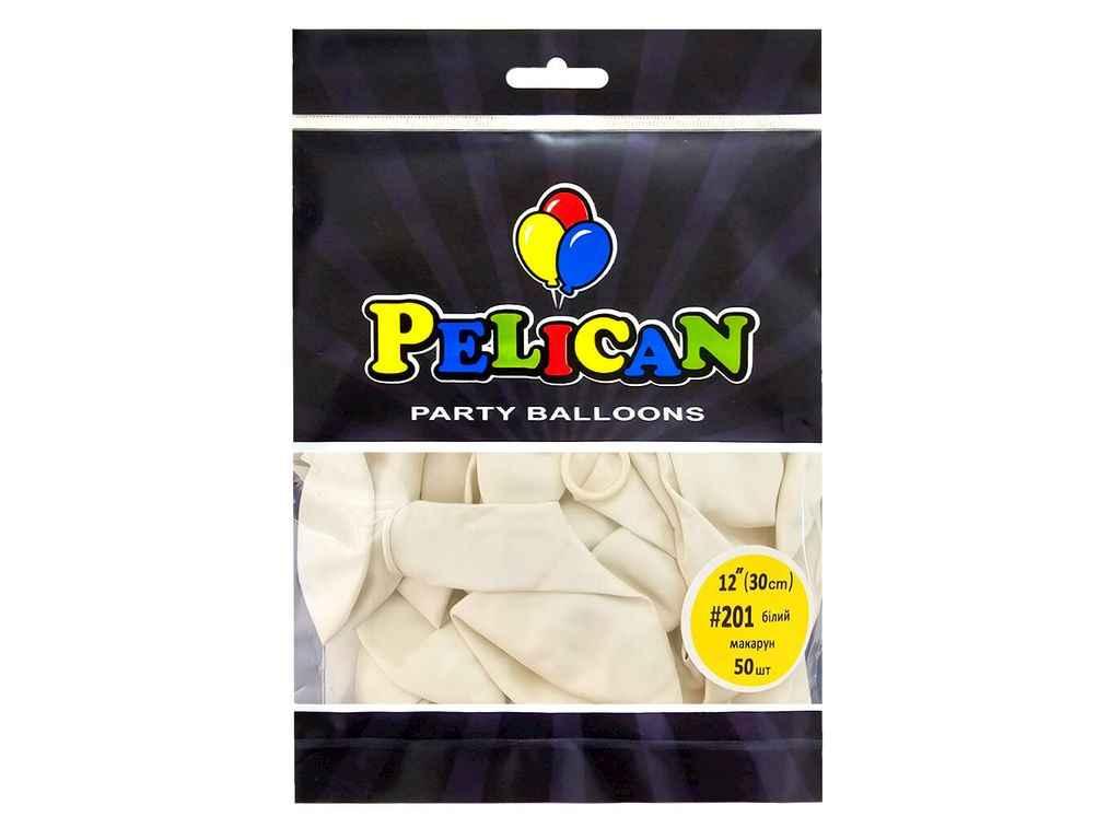 Кульки 12 (30 см) білий макарун (50шт/уп) #201 ТМ PELICAN, фото 1