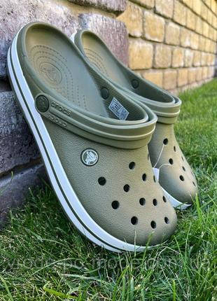Чоловічі зручні крокси хакі, літні темно-зелені шльопанці легкі для літа сабо Crocs, оригінал для чоловіків