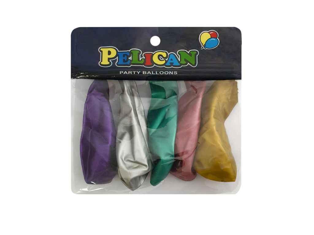 Кульки 12 (30 см) асорті хром (5шт/уп) #399 1/5 ТМ PELICAN, фото 1