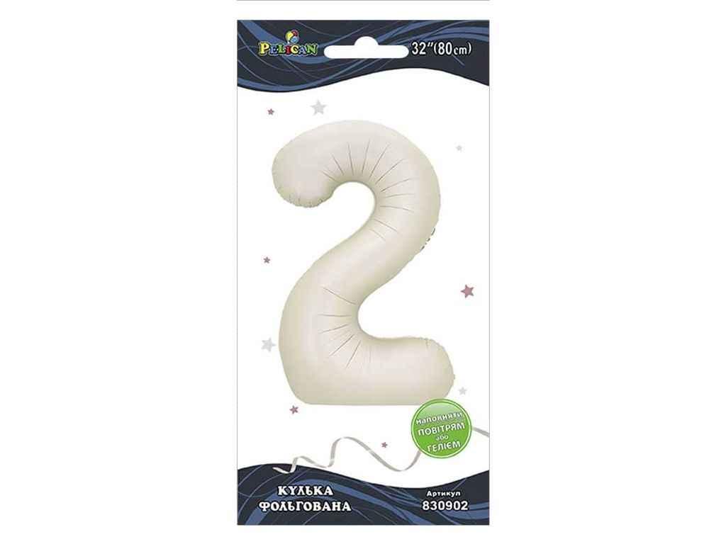 Кулька фольгована цифра 32 (80 см) 2 молочна ТМ PELICAN, фото 1