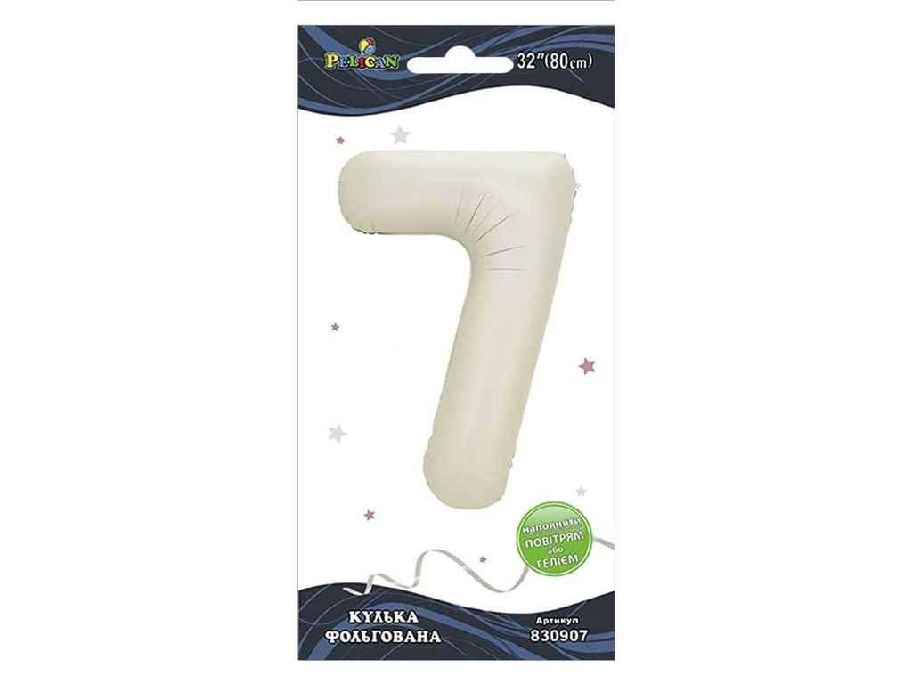 Кулька фольгована цифра 32 (80 см) 7 молочна ТМ PELICAN, фото 1