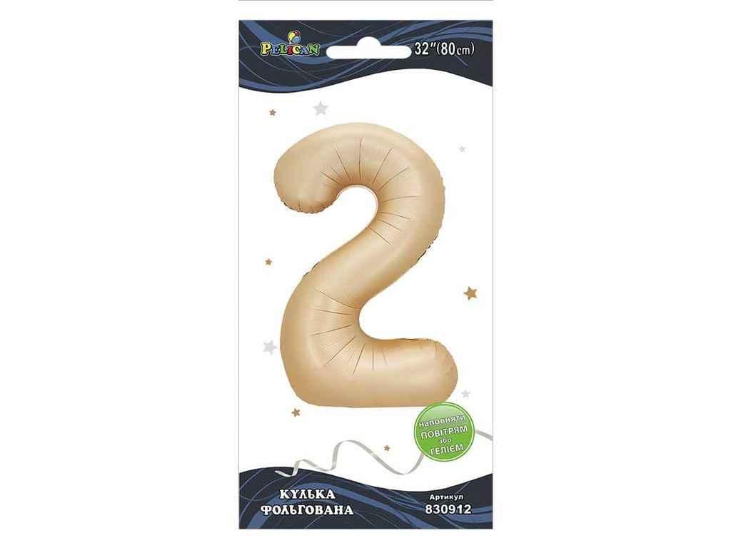 Кулька фольгована цифра 32 (80 см) 2 лате ТМ PELICAN, фото 1
