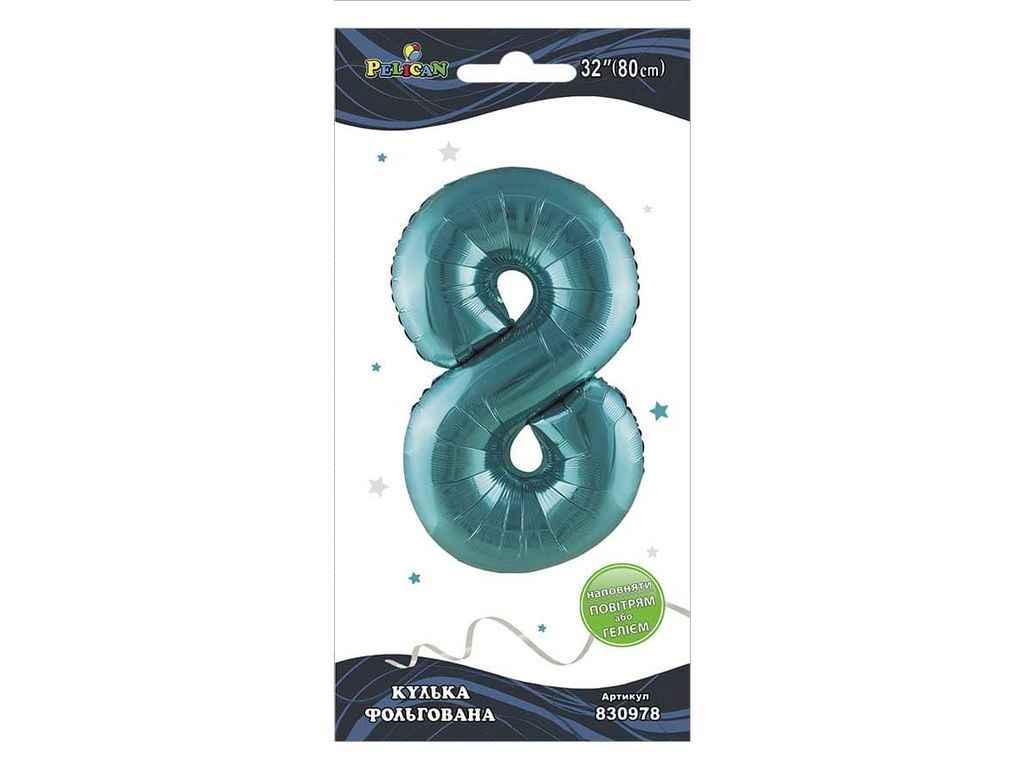 Кулька фольгована цифра 32 (80 см) 8 тіффані ТМ PELICAN, фото 1