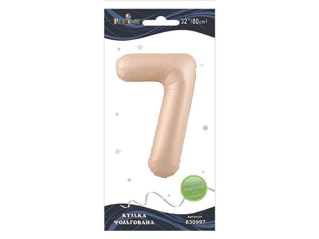 Кулька фольгована цифра 32 (80 см) 7 рожева Blush ТМ PELICAN, фото 1