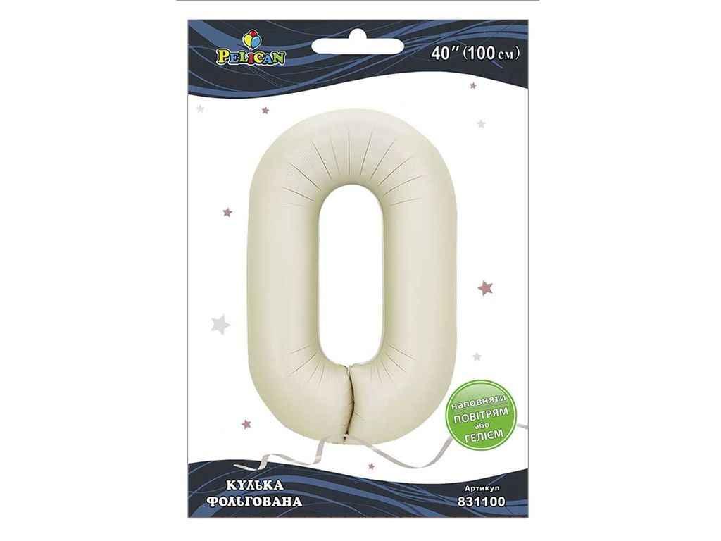 Кулька фольгована цифра 40 (100 см) 0 молочна ТМ PELICAN, фото 1