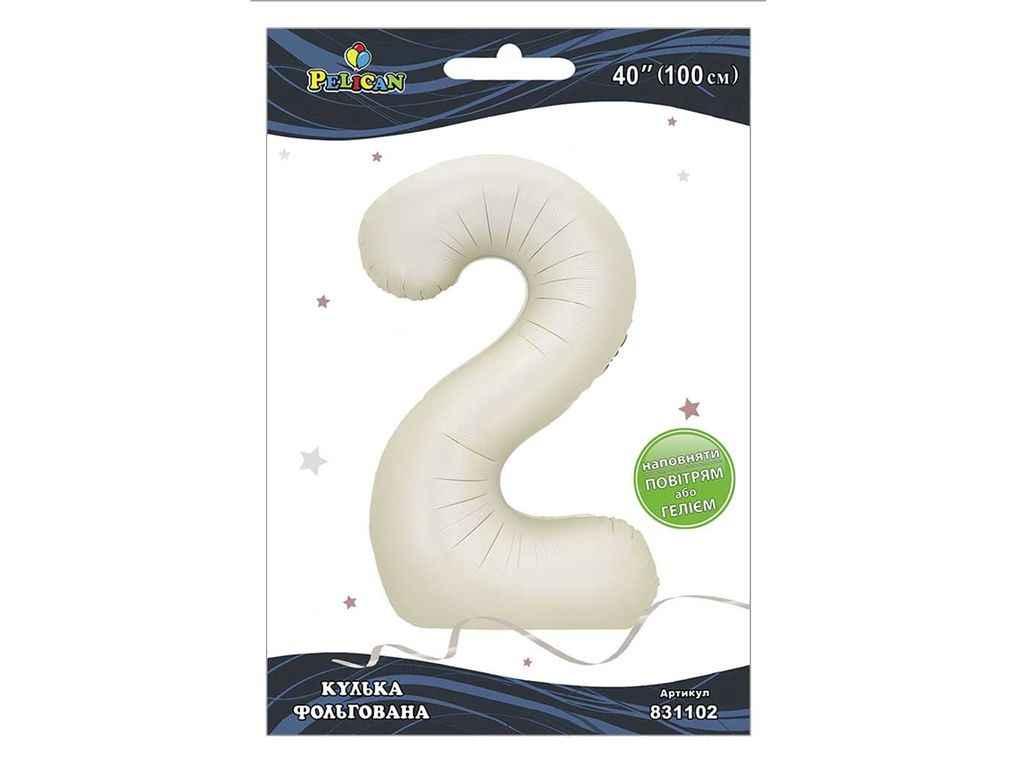 Кулька фольгована цифра 40 (100 см) 2 молочна ТМ PELICAN, фото 1