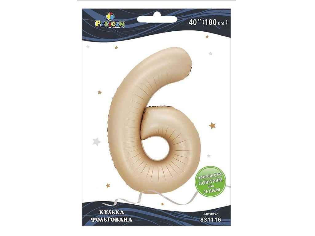 Кулька фольгована цифра 40 (100 см) 6 лате ТМ PELICAN, фото 1