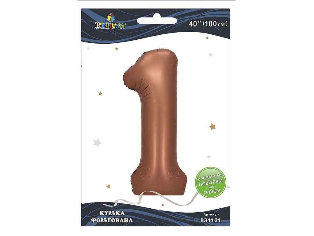 Кулька фольгована цифра 40 (100 см) 1 коричнева ТМ PELICAN, фото 1